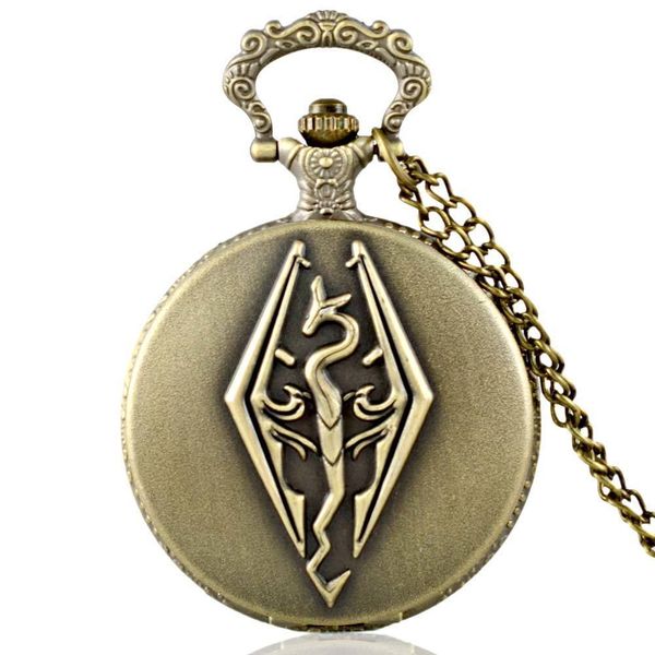 

ibeina bronze and gray full quartz engraved fob retro pendant pocket watch chain gift, Slivery;golden