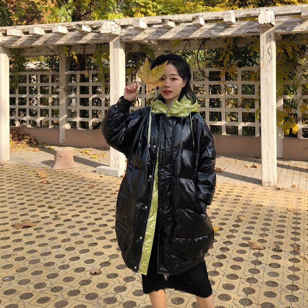 

2020 white duck down jacket women winter coat long down parka thick warm female loose winter jacket women outerwear, Black