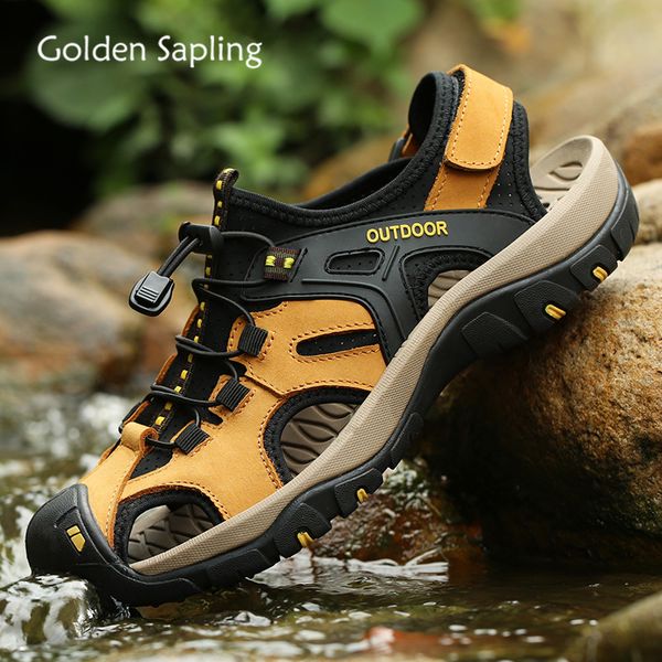 

golden sapling men's outdoor shoes breathable leather summer comfortable rubber hiking shoes men mountain trekking man sneakers