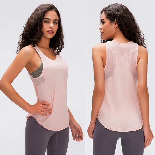 

lu four colors women yoga tank t-shirt running sports yoga fashion vest outdoor fast drying lady yoga workout, White;red