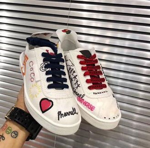 

Дизайнер повседневной обуви Женщины Холст Граффити Печатные Плоские Сапоги Диза