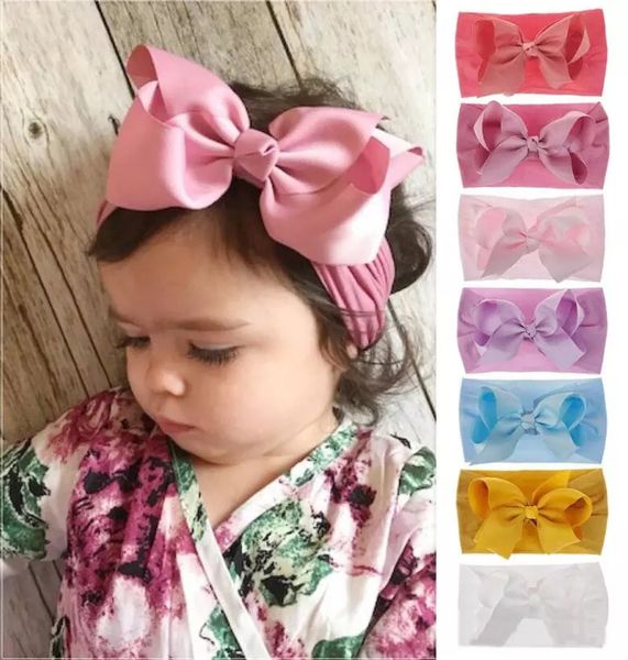 0 7 Years Baby Ribbon Bows Nylon Headbands Toddler Girls Soft