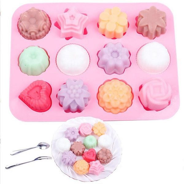 

diy silicone soap mold 12 - hole flower and silica gel cake mold pudding jelly molds handmade soap chocolate soap mould