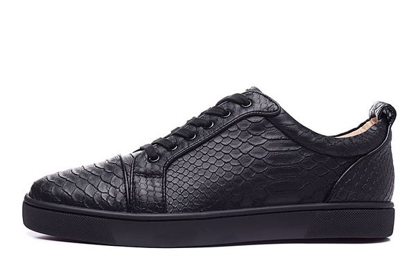 

mens womens low snakeskin red bottom flat casual luxury shoes for men women brand new comfort designer skate sneakers cs01, Black