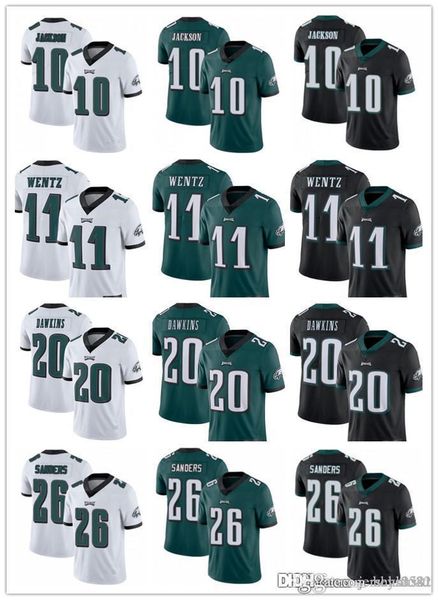 

men women philadelphia eagles youth 11 carson wentz 10 desean jackson 24 howard 26 miles sanders 20 brian dawkins football jerseys, Black;red