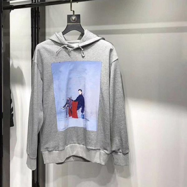 

luxury european double-sided portrait printing sweater comfortable loose cotton men and women couple multi-color hooded sweater hfsswy007, Black