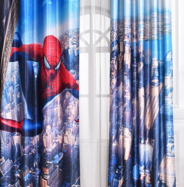 2019 New Modern Spiderman Fabric Cartoon Blackout Curtains For