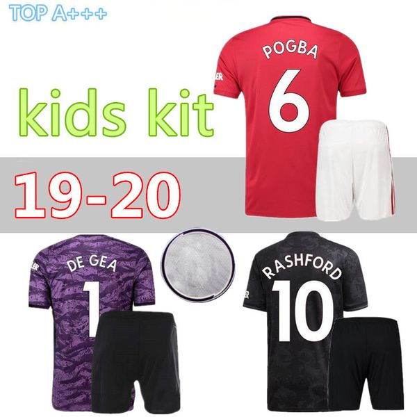 

pogba lingard kids kit 19 20 away manchester soccer united jerseys utd 2019 2020 rashford football martial jersey fred shirt goalkeeper, Black