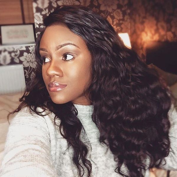 

glueless 13x6 lace front human hair wigs pre plucked brazilian body wave fake scalp wigs for black women remy hair, Black;brown