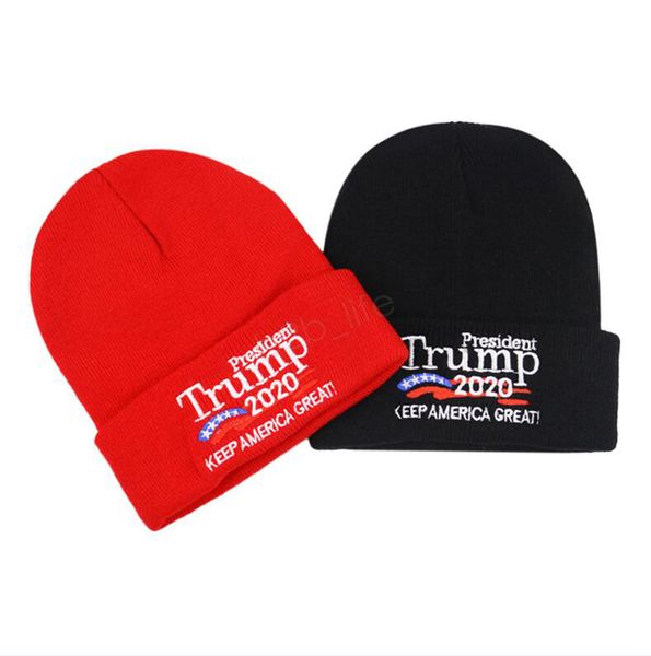 

trump 2020 president beanies wool knitted cap women men usa flag letter keep america great beanie knit hat winter embroidery cap ljja3005-15
