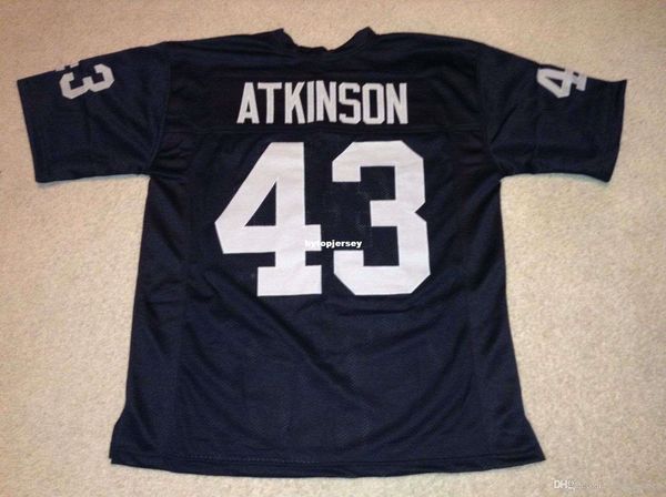 

retro custom sewn stitched #43 george atkinson black mitchell & ness jersey high-end men's football jerseys college ncaa, Black;red