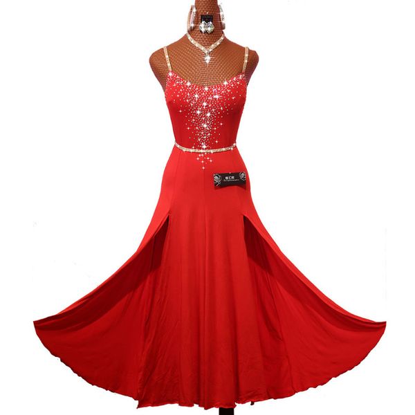 

sparkly rhinestones red latin dance dress with accessories for women stage performance cha cha rumba samba practice clothes lady, Black;red