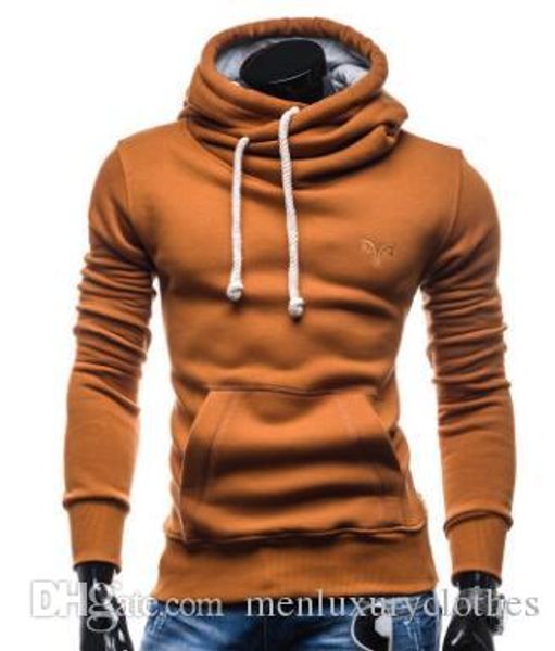 

men autumn spring new turtleneck hoodies embroidery solid hooded sweatshirts harajuku pullovers, Black