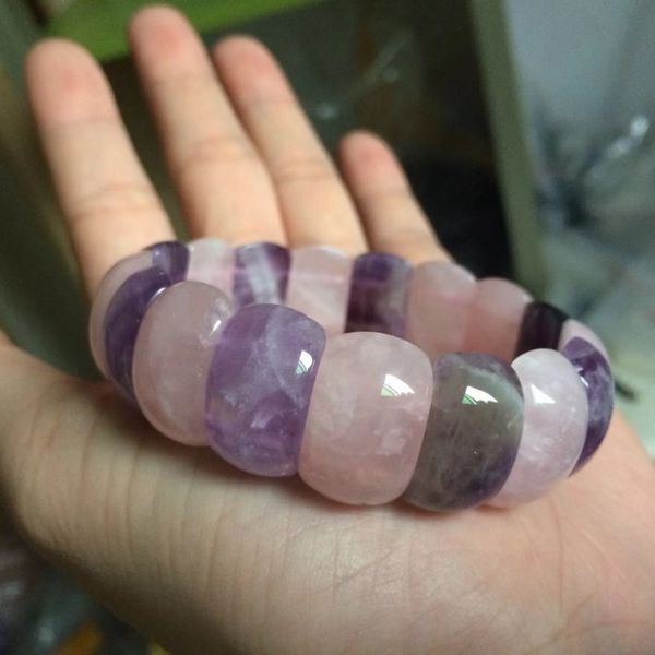 

amethysts & roses quartz beads bracelet natural stone bangle diy jewelry for woman for gift wholesale, Golden;silver