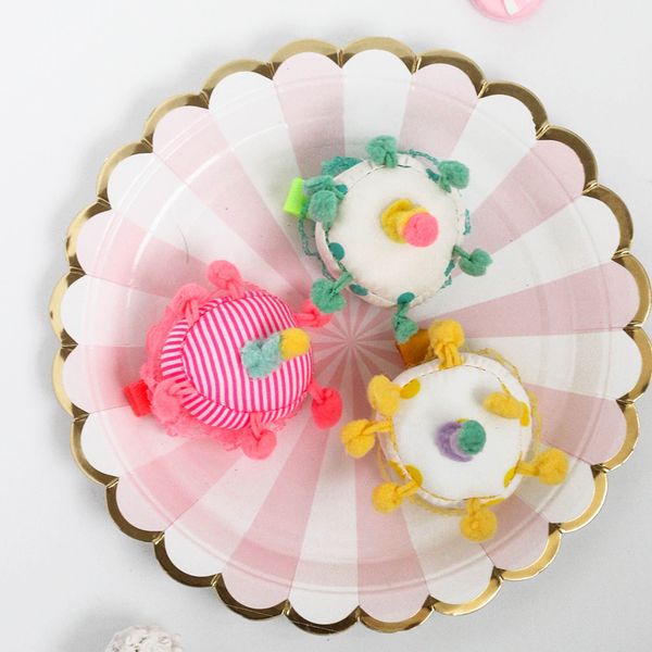 

cute plush padded birthday cake hair clips princess birthday hairpins headwear hair accessories for girls kids headdress, Slivery;white
