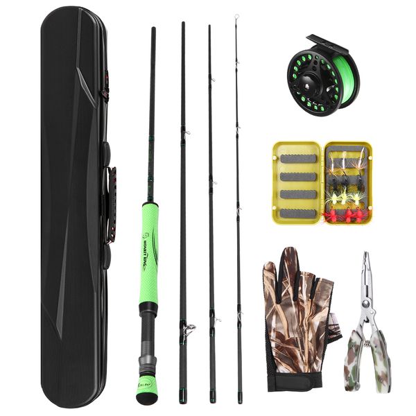 

portable fishing rod reel combo carbon fiber rod pole gloves pliers with carry case fishing complete package set
