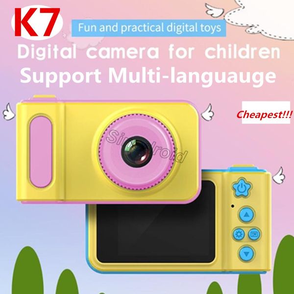 Fotocamera digitale K7 2.0 pollici Cartoon Cute Children Fotocamera digitale Videoregistratore HD 1080P Videocamera per bambini Compleanno Miglior regalo