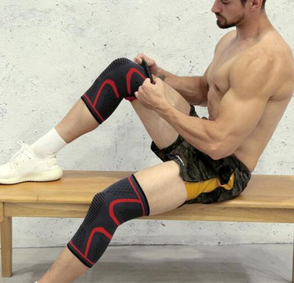 

men women nylon jacquard knitting knee protection warm climbing running knee protection gift basketball football sports safety, Black;gray