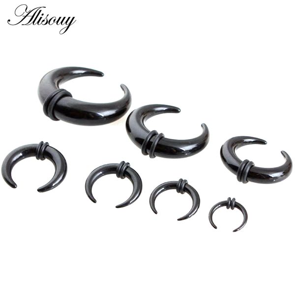 

2pcs gauge acrylic buffalo horn taper claw flesh tunnels bull expander ear stretcher black pet supplies home garden, Slivery;golden