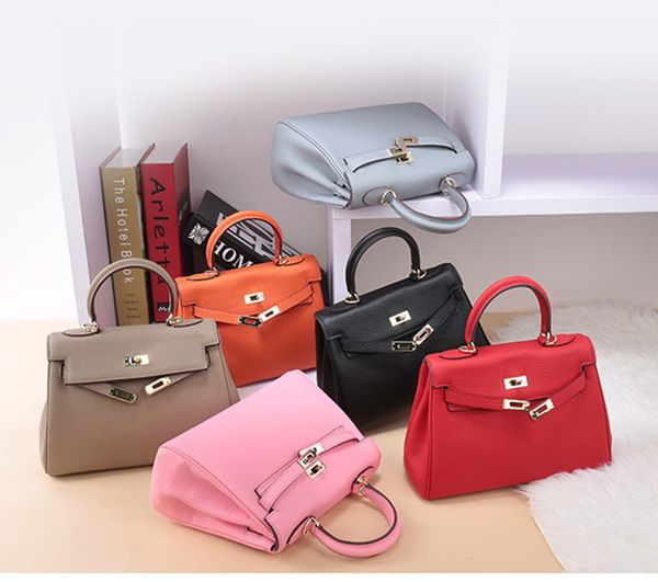 

роскошная коровья натуральная кожа top handle tote площади закрылков кошелек навесной замок ключ плечевой ремень 25 28 32 см