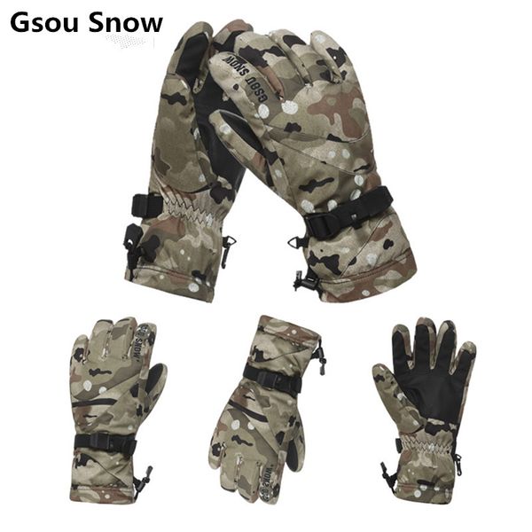 

gsou snow winter ski gloves men snow gloves snowmobile guantes snowboard camouflage gants ski homme handschoenen mannen
