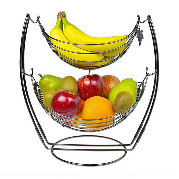 

metal fruit basket holder kitchen dinning table decoration fruit bowl 2 tier
