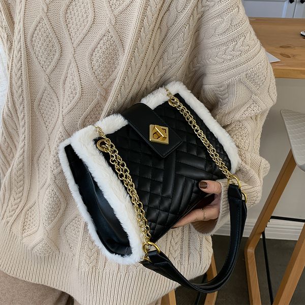 

новые женские повседневные плюшевые сумка простой дикий портативный диагональная емкость сумка элегантный искусственный мех посланник женски