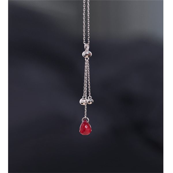 

daimi faceted ruby tassel pendant female day genuine 925 silver color treasure necklace gift