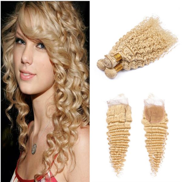 Top Quality Malaysian Human Hair Extensions Deep Wave Wavy Blonde