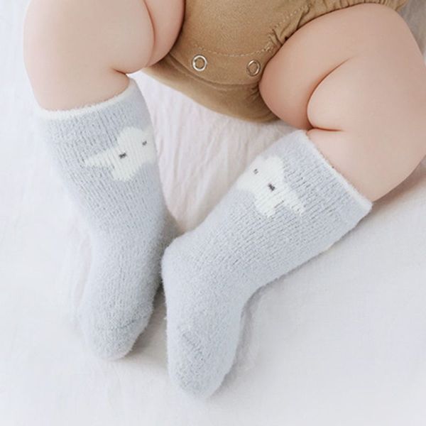 

children's cute cartoon mink velvet thick non-slip glue tube socks, Pink;yellow