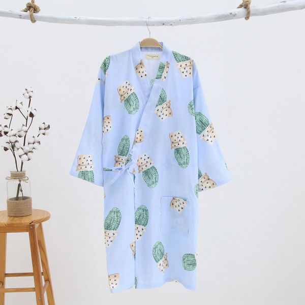 

summer women sleepwear 100% cotton gauze kimono cherry blossom and long robes home clothes gowns 20 styles women dress, Black;red