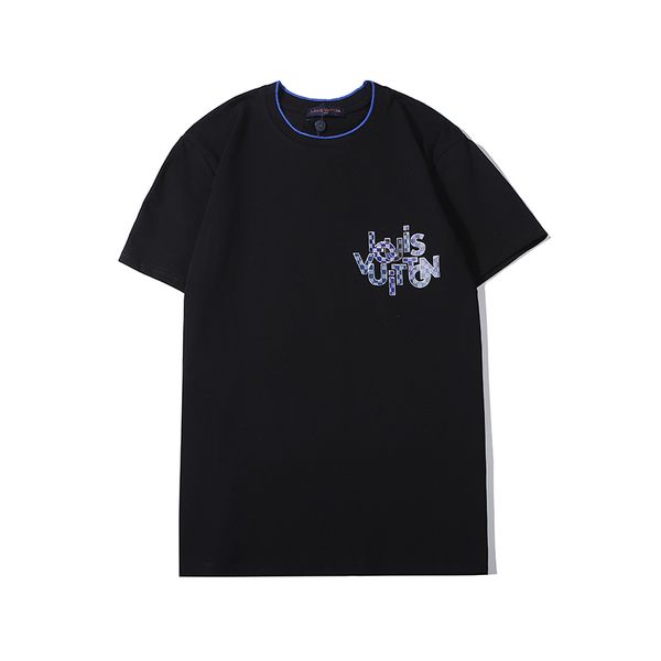 

мода monogram письмо напечатанных t-shirt высокое качество роскошная футболка мужчины женщины street wear лето с коротким рукавом экипаж шеи, Black;brown