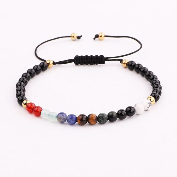 

new design men women bracelet cute design 4mm natural stone chakra stone energy yoga bracelet men, Black