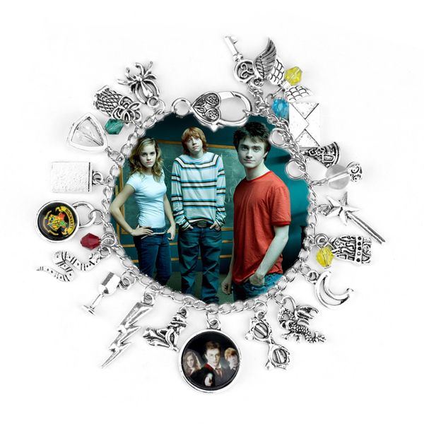 

h & p h p bracelet hogwart magic school bracelets fashion movie bangle for men & women fans jewelry personalized christmas gift, Black