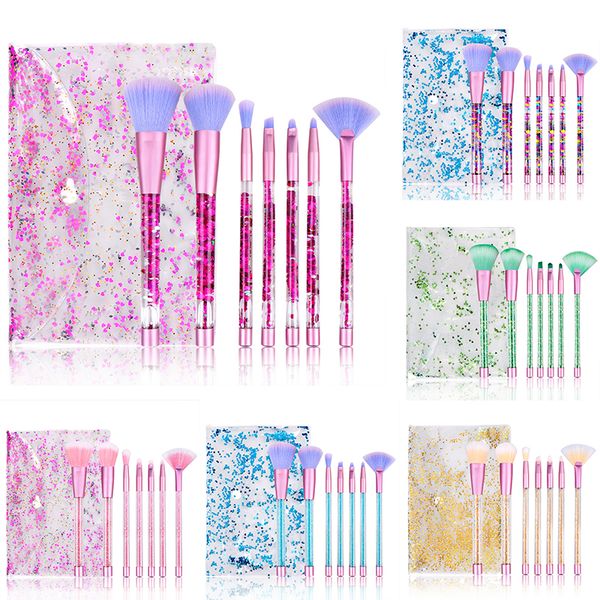 

7pcs/set new design make up brushes acrylic paillette sequins makeup brushes face beauty foundation brush cosmetics tools