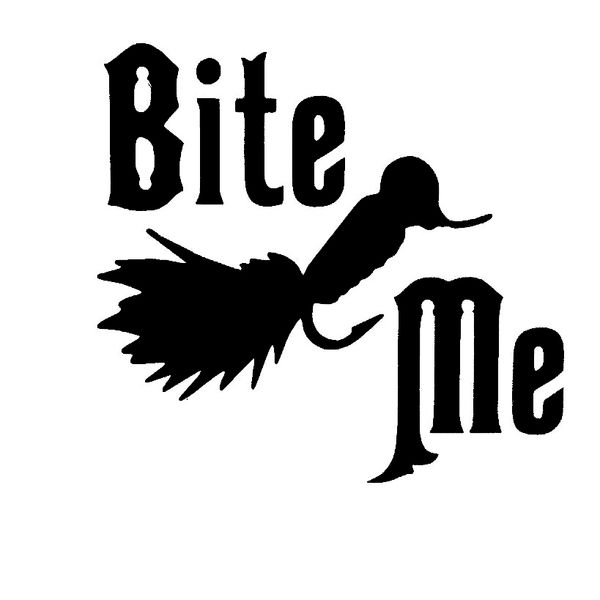 

bite me bait lure fishing reel car truck window vinyl sticker decal vinyl hobby car bumper sticker