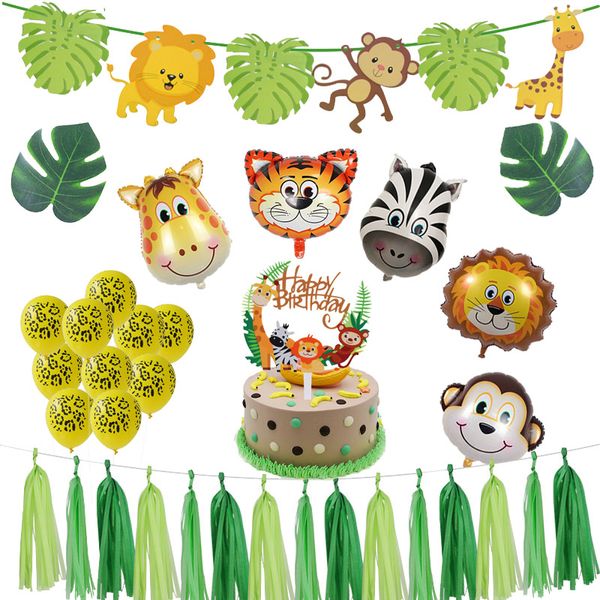

wild one animal theme jungle party animal baloon happy birthday banner garland baby shower 1st birthday safari party supplies