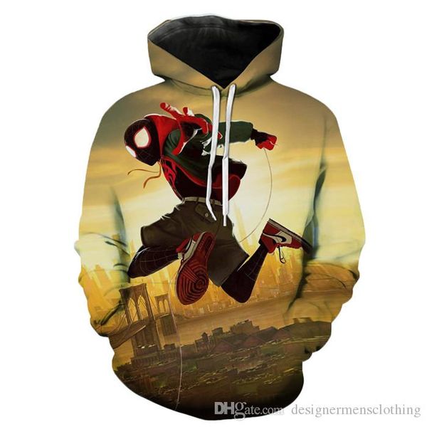 

marvel super protagonist mans 3d print hoodies colorful long sleeve pullover with pockets teenager homme clothing, Black
