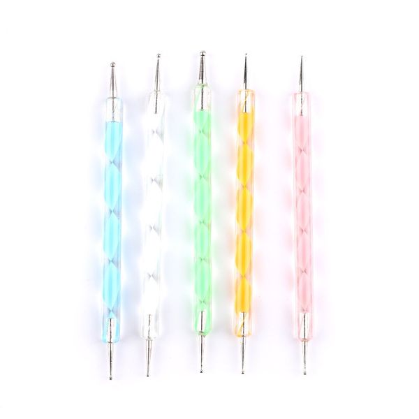 

dotting tools 5 piece set diamond embroidery double head point drill pen dot painting nail art rhinestone picker wax pencil crystal, Silver