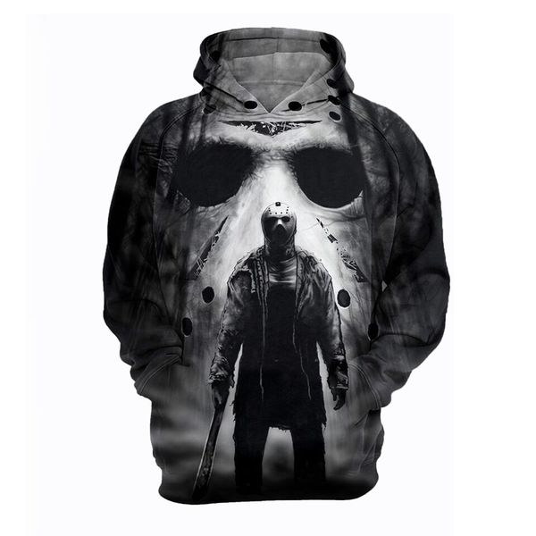 

2019 michael myers mask meet jason 3d printed sweatshirt halloween horror movie long sleeve streetwear hoodies drop shipping, Black