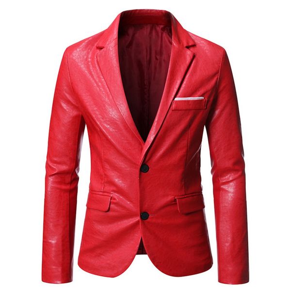 

men's pu suits faux leather suit slim casual coat jacket men slim fitted black short coat blazer male fashion mens clothes, White;black