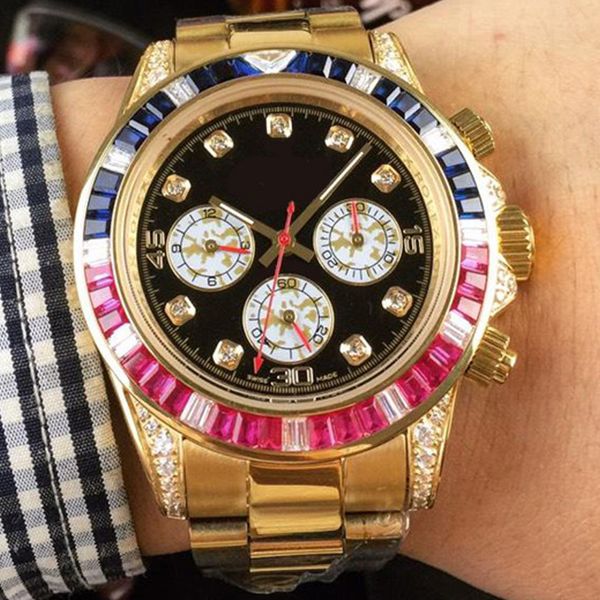 

красочные бриллиантовые роскошные часы 43 мм sapphire мужские часы страховая пряжка автоматические механические наручные часы montre de luxe, Slivery;brown