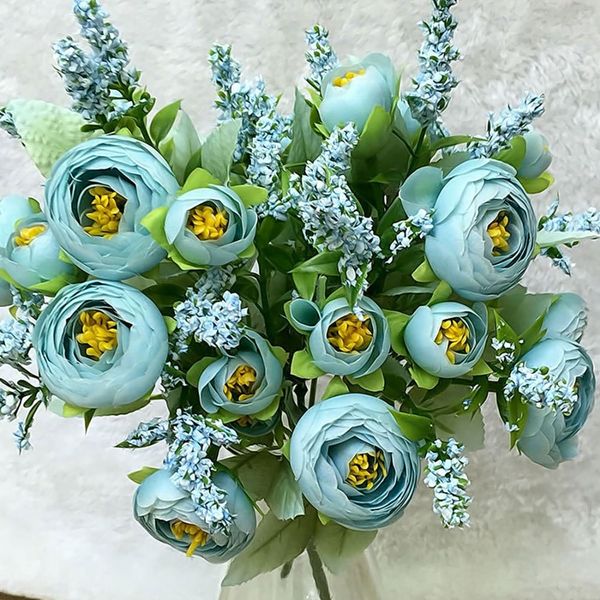 

роза 1 букет 6 голов свадебный мини искусственный шелк букет цветов флорес невесты главная свадебные украшения поддельный цветок пиона