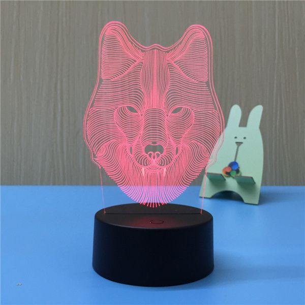 

wolf head 3d led lamp night light novelty gift for chilren led illusion atmosphere sleep table lamp touch colors changing light