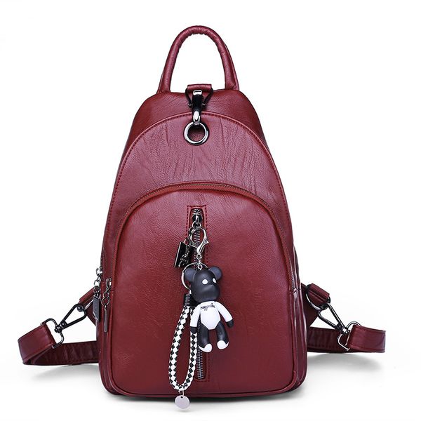 

backpack female soft leather 2020 new students small fresh college style casual korean backpack school bag wild simple
