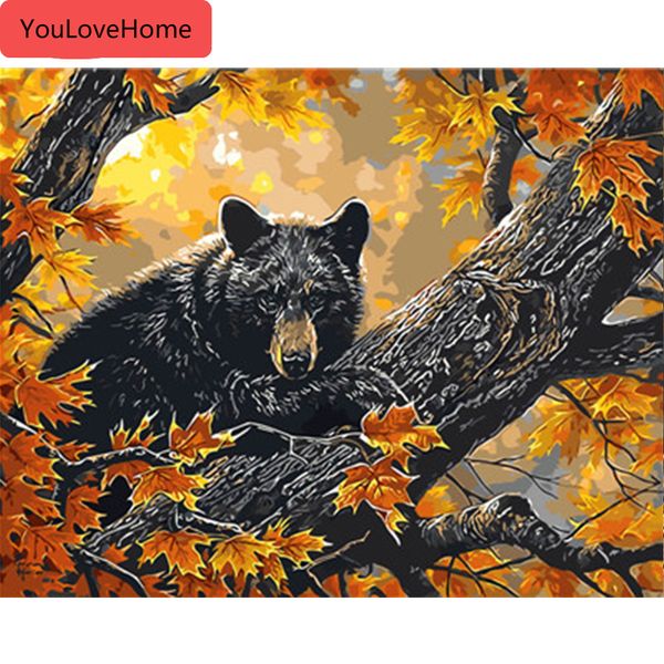

картина маслом по номерам животные рисунок холст акрил ручная роспись картины по номерам медведь стены искусства подарок домашний декор ручн