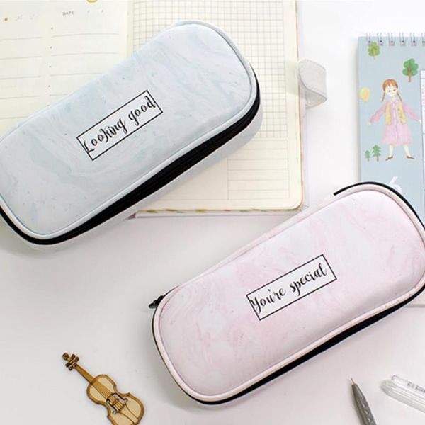 

new simple style student stationery marble pencil case office case waterproof supplies pecil cute multi-function school g3h4