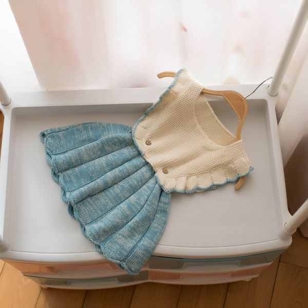 

new toddler girls knit vest dress waistcoats cute clothes sweater for girl kids autumn 1 2 3 years infant knitwear, Blue