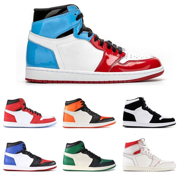 

2020 obsidian men basketball shoes 1 1s yellow toe unc spiderman banned union twist phantommens trainers sports sneakers 5.5-12