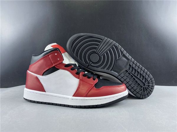 

хорошее качество 1 mid chicago black toe basketball дизайнерская обувь черный тренажерный зал красный белый мода chaussures тренеры корабль